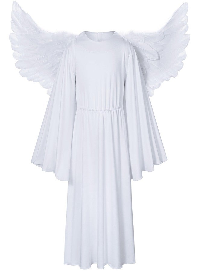 Irtysh Kids Angel Costume With Angel Feather Wings headband Wand Set For Girl's Halloween Birthday Cosplay(WT 120) - Image 2